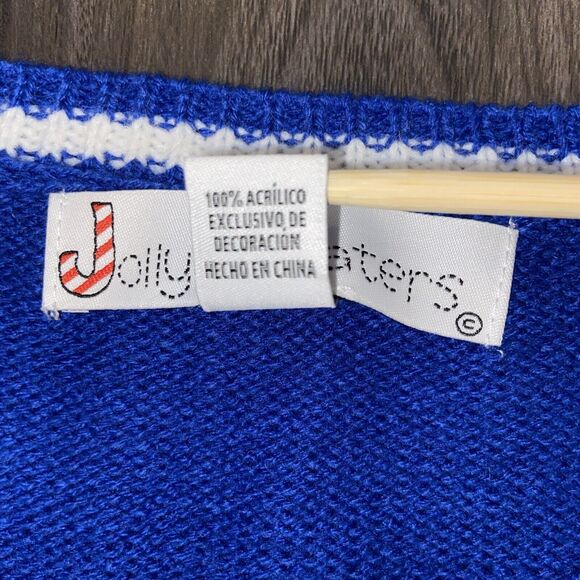Jolly Sweaters Size M Blue Bro Where's the Party Holiday Ugly Christmas Sweater - Picture 9 of 16